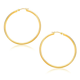 Yellow Gold 10k 30mm Polished Hoop Earrings with Snap Lock Backing