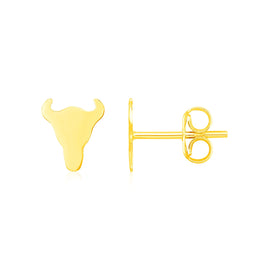 Yellow Gold 14K Longhorn Fancy Earrings