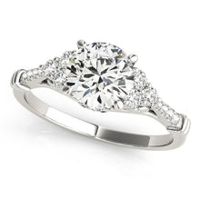 Load image into Gallery viewer, 14k White Gold Side Clusters Round Diamond Engagement Ring (1 1/8 cttw)