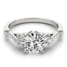 Load image into Gallery viewer, 14k White Gold Side Clusters Round Diamond Engagement Ring (1 1/8 cttw)