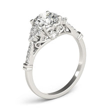 Load image into Gallery viewer, 14k White Gold Side Clusters Round Diamond Engagement Ring (1 1/8 cttw)