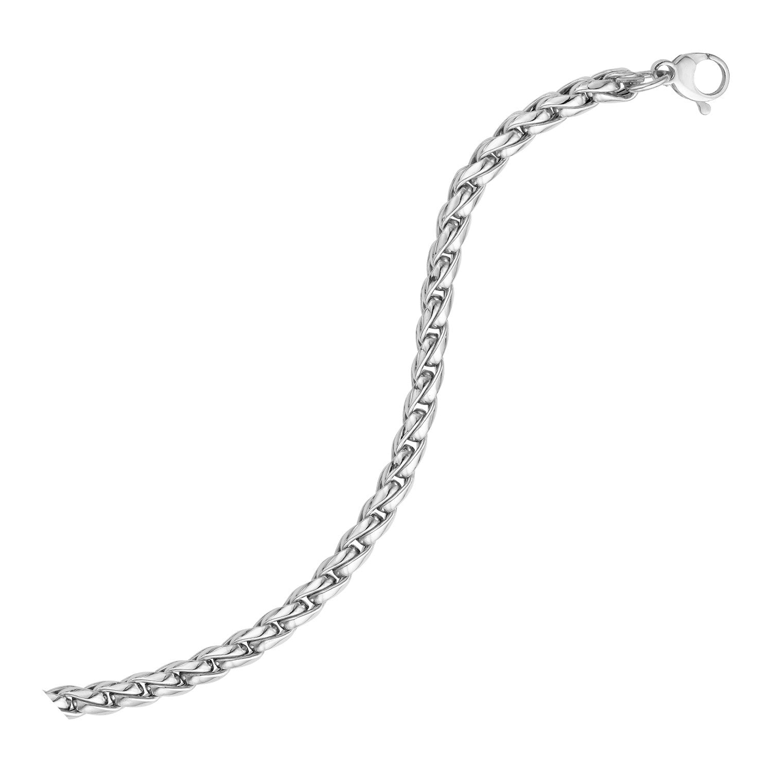White Gold 14k 7 1/2 inch Round Women's Curb Chain Bracelet
