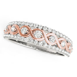 White And Rose Gold 14k Diamond Infinity Band Rings