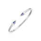 Sterling Silver Spike Cuff Women's Fancy Bracelet with Royal Blue Cubic Zirconias