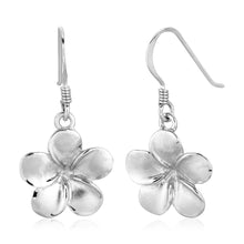 Load image into Gallery viewer, Sterling Silver Matte Textured Flower Dangle Earrings