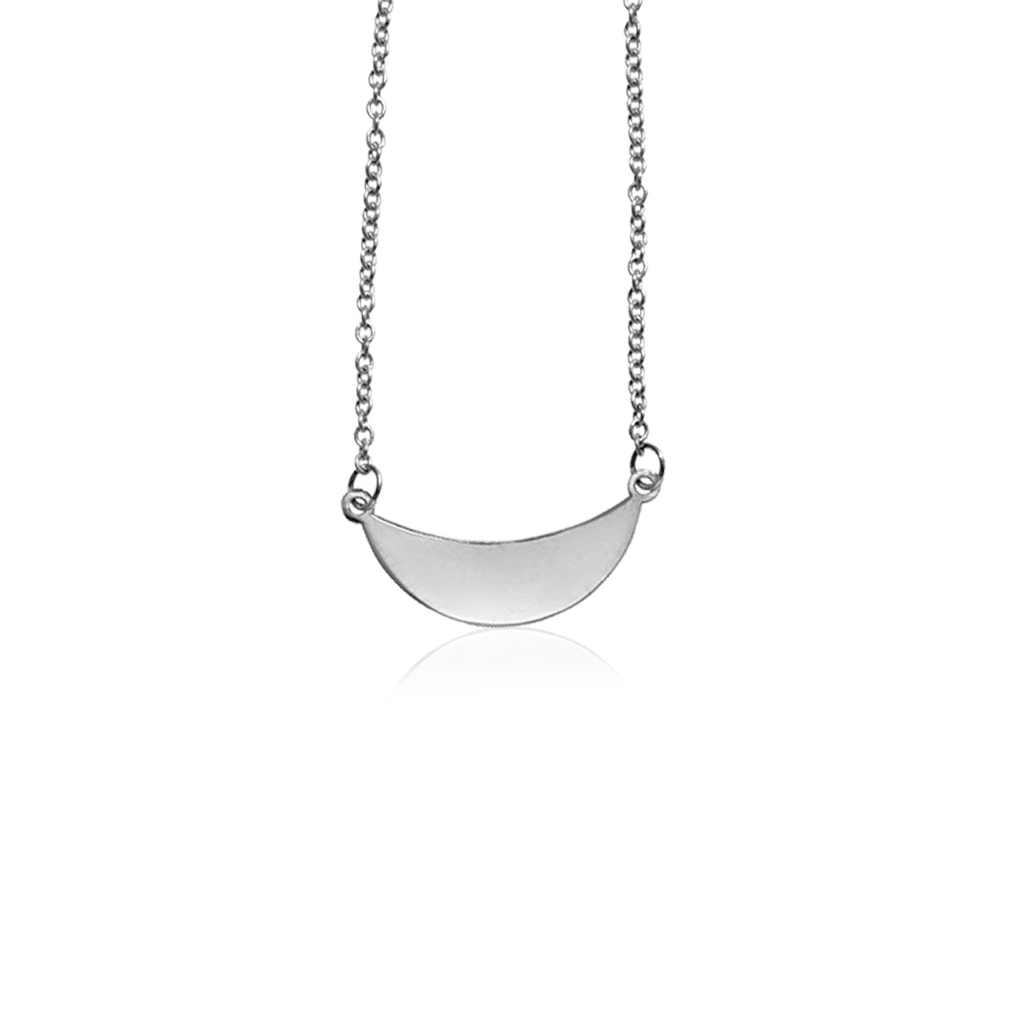 White Gold 14k 18 inch Women's Necklace with Polished Arc