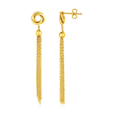 Load image into Gallery viewer, Yellow Gold 14k Love Knot Earrings with Tassels