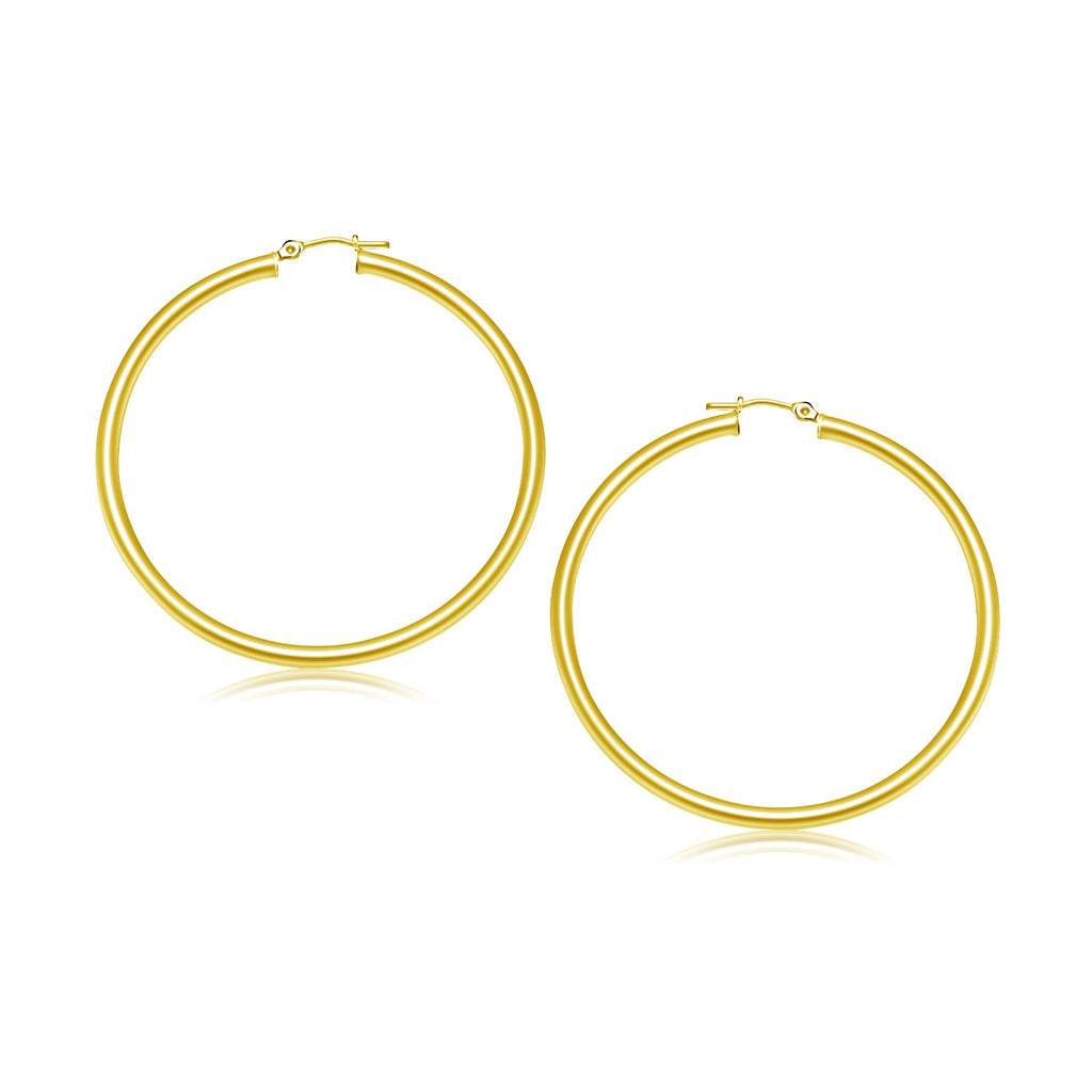 Yellow Gold 10k 30 mm Polished Hoop Earrings with Snap Lock Backing