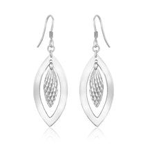 Load image into Gallery viewer, Sterling Silver Dangling Earrings with Dual Open and Textured Marquis Shapes