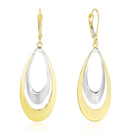 Two-Tone Gold 14k Graduated Open Double Teardrop Earrings