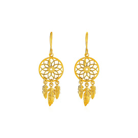Yellow Gold 14K Dream Catcher Fancy Earrings