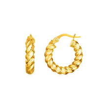 Load image into Gallery viewer, Yellow Gold 14k Polished Twisted Hoop Earrings in Hinged Snap Back