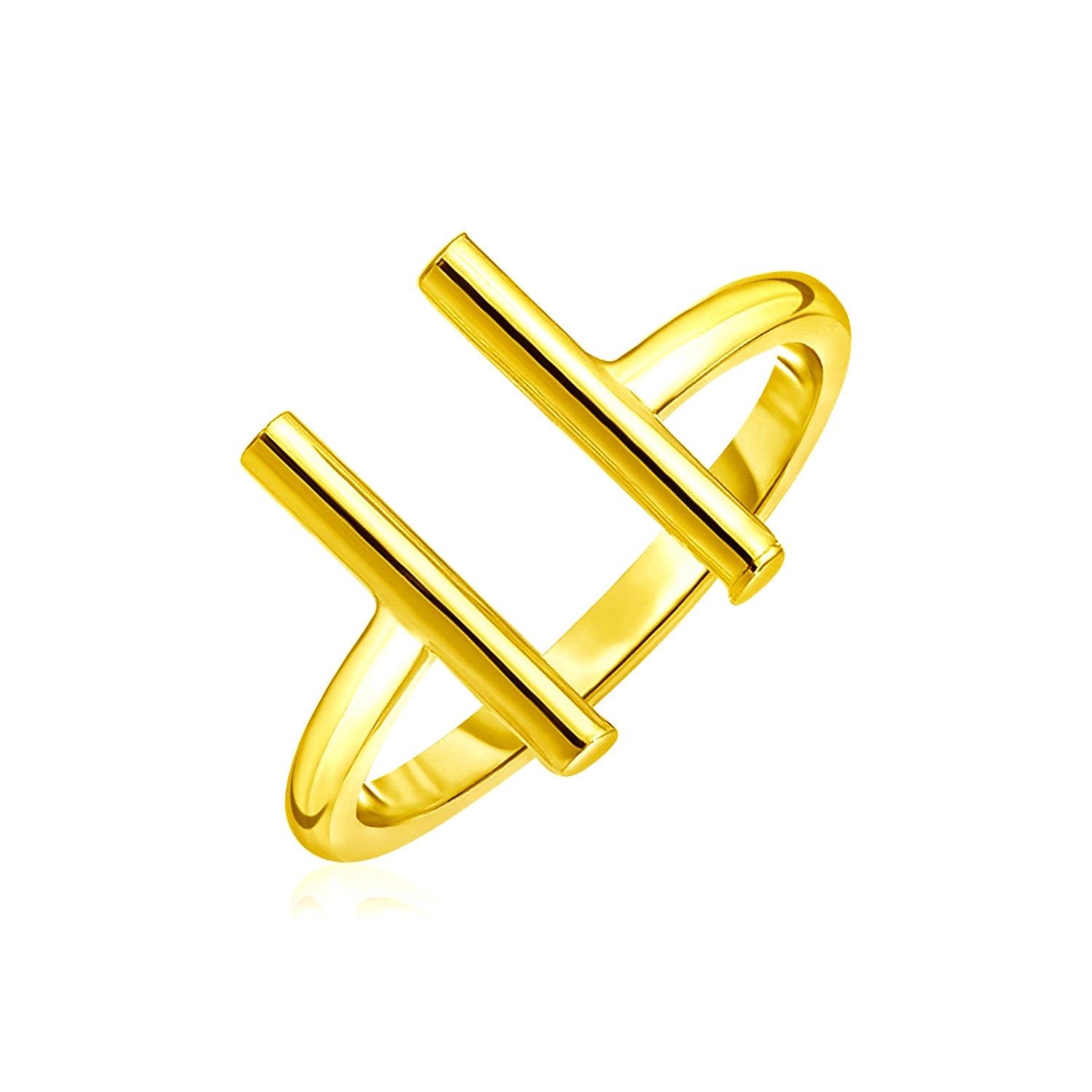 Yellow Gold 14k Open Fancy Ring with Bars