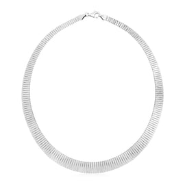 Sterling Silver Serpentine Style Women's Necklace with Linear Texture