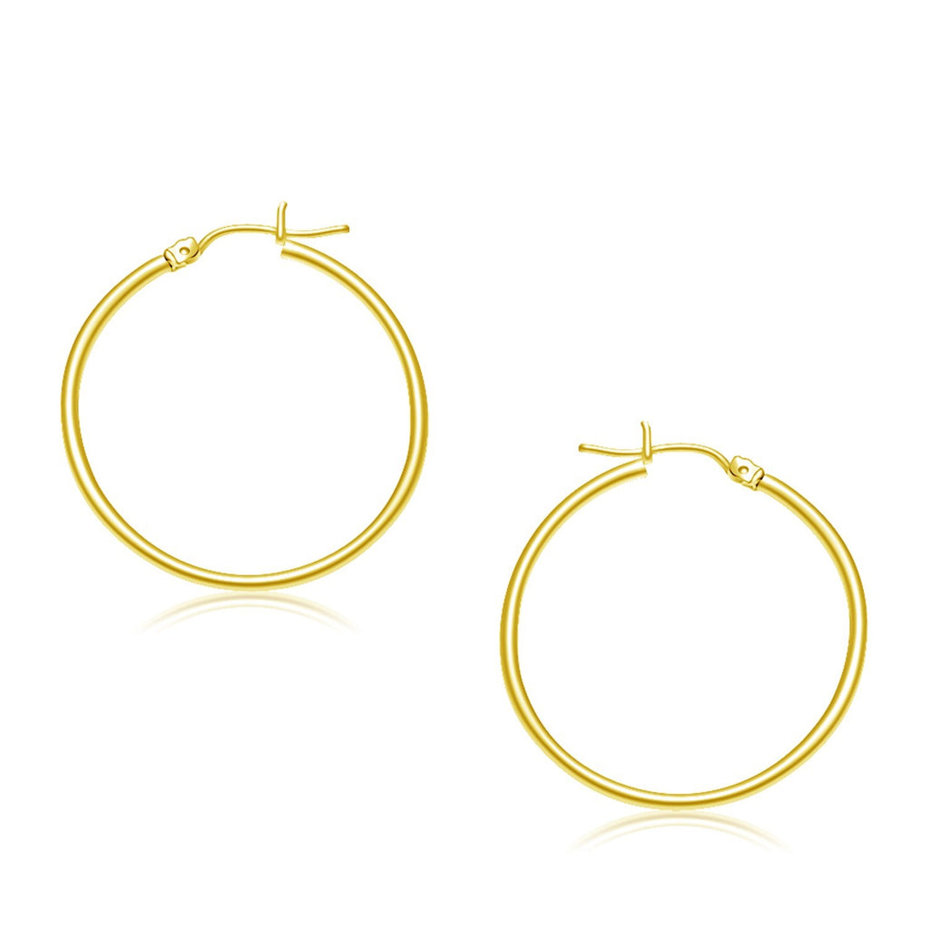 Yellow Gold 10k Polished Timeless Hoop Earrings with Snap Lock
