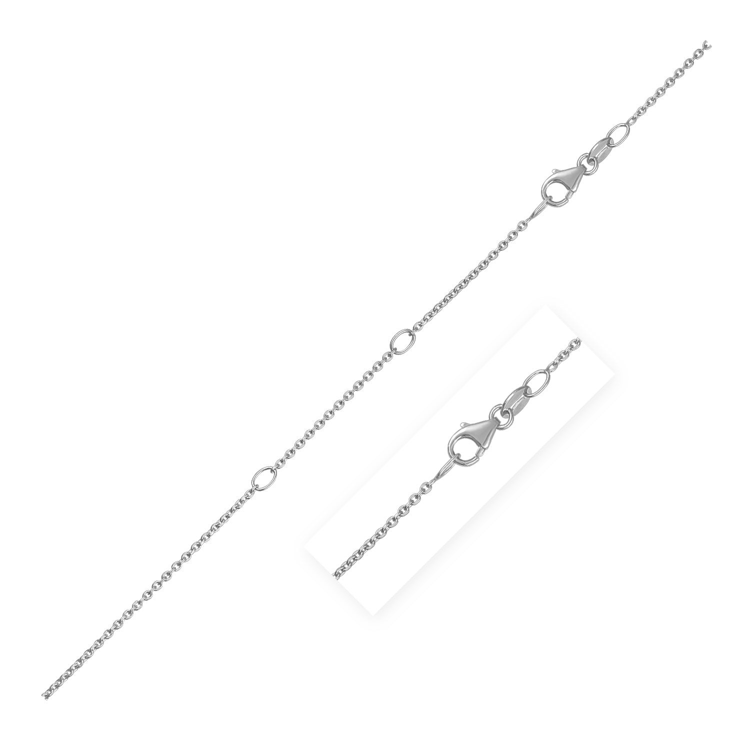 White Gold 14k 1.2mm Double Extendable Diamond Cut Cable Chain