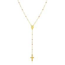 Load image into Gallery viewer, Tri Color Gold 14k Women&#39;s Lariat Rosary Necklace