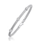 White Gold 14k 4.0mm Basket Weave Bangle with Diamond Accents