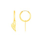 Yellow Gold 14k Hoop Earrings with Angel Wings & Hinged Snap Back