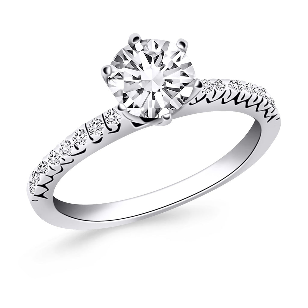White Gold 14k Fishtail Diamond Accents Engagement Ring