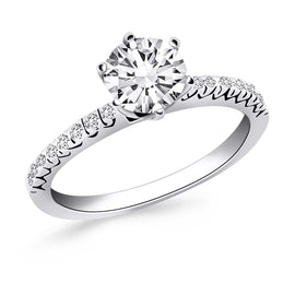 White Gold 14k Fishtail Diamond Accents Engagement Ring