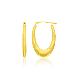 Yellow Gold 14k Graduated Texture Style Hoop Earrings with Snap Lock
