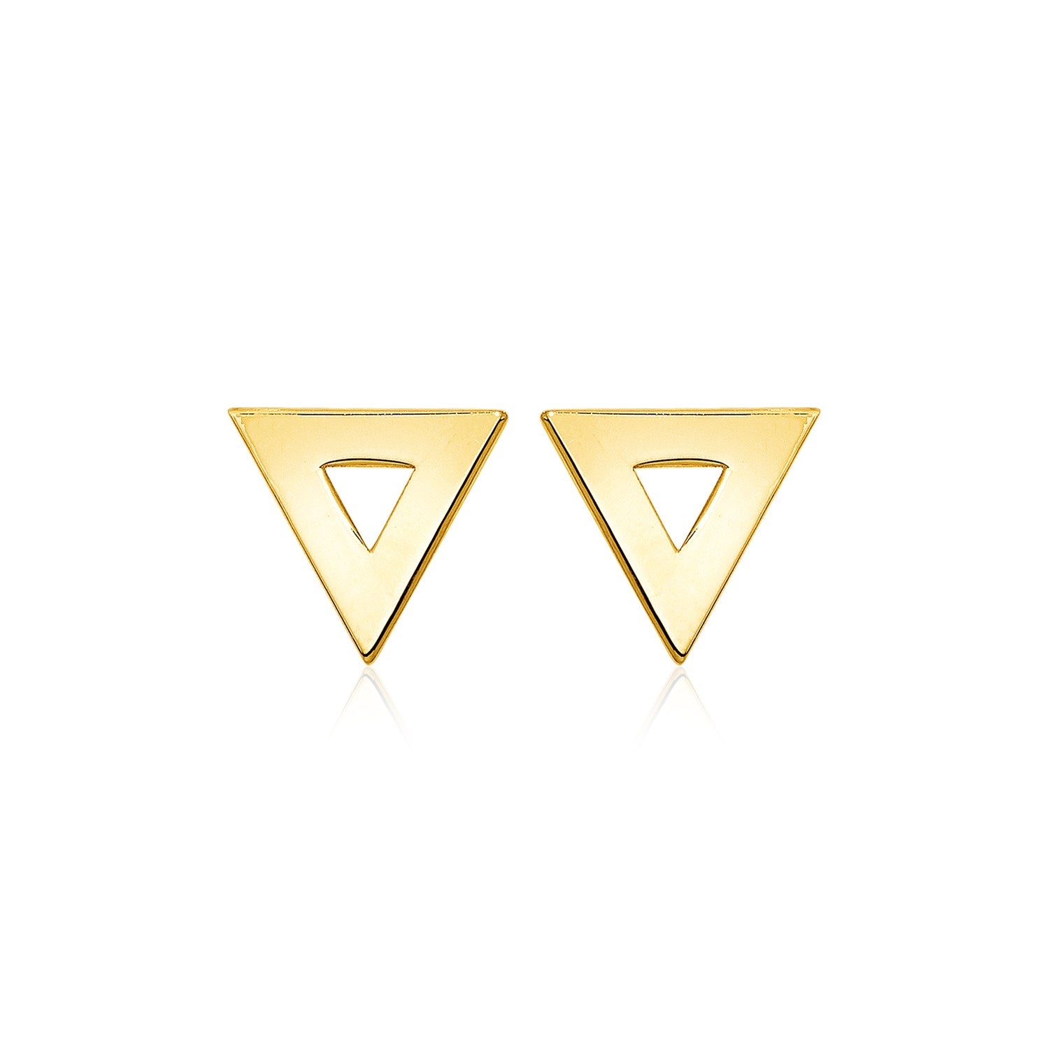 Yellow Gold 14k Polished Open Triangle Post Earrings with Pushback Clasps Lock