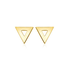 Load image into Gallery viewer, Yellow Gold 14k Polished Open Triangle Post Earrings with Pushback Clasps Lock