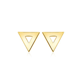 Yellow Gold 14k Polished Open Triangle Post Earrings with Pushback Clasps Lock