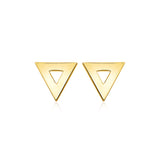 Yellow Gold 14k Polished Open Triangle Post Earrings with Pushback Clasps Lock