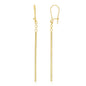 Yellow Gold 14k Long Bar Diamond Cut Drop Earrings