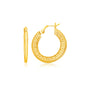 Yellow Gold 14k Greek Key Medium Hoop Earrings with Flat Sides with Snap Lock