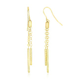 Yellow Gold 14k Double Strand Cylinder and Chain Drop Earrings