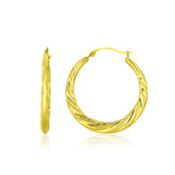 Yellow Gold 10k Graduated Twisted Hoop Earrings with Snap Lock