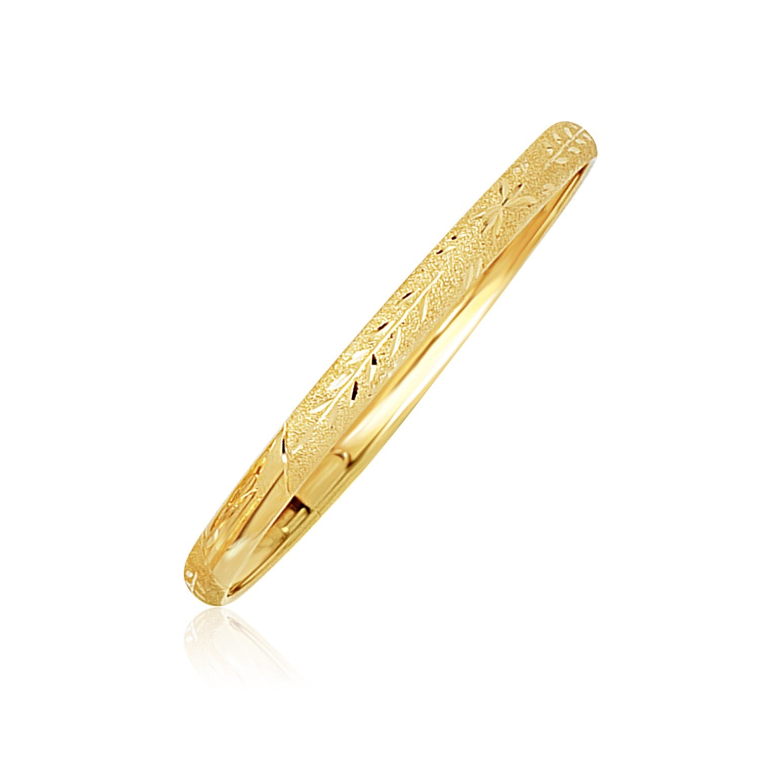 Yellow Gold 10k Dome Childrens Diamond Cut Florentine Bangls
