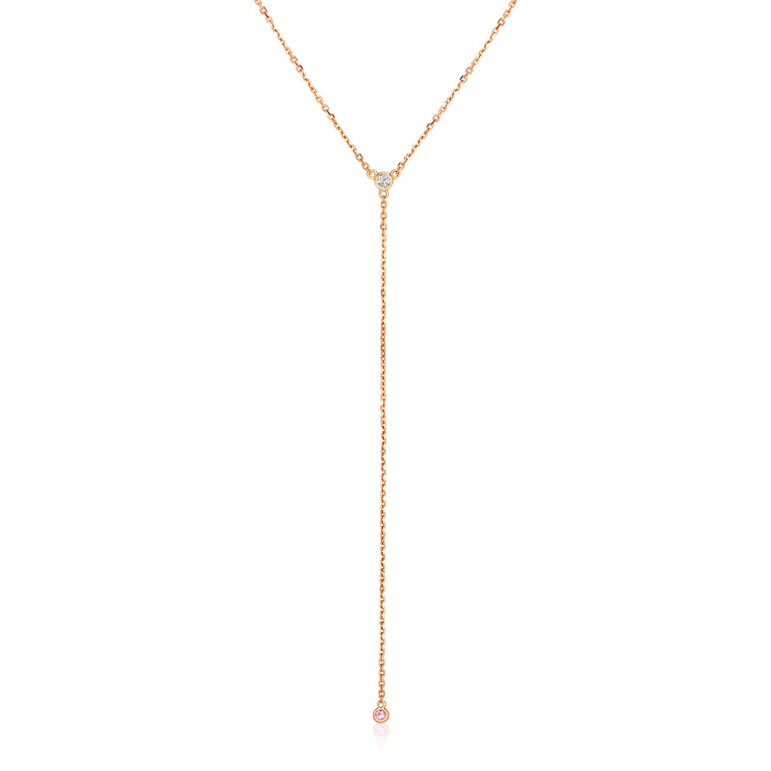Rose Gold 14k 20 inch Women's Lariat Necklace with Diamonds