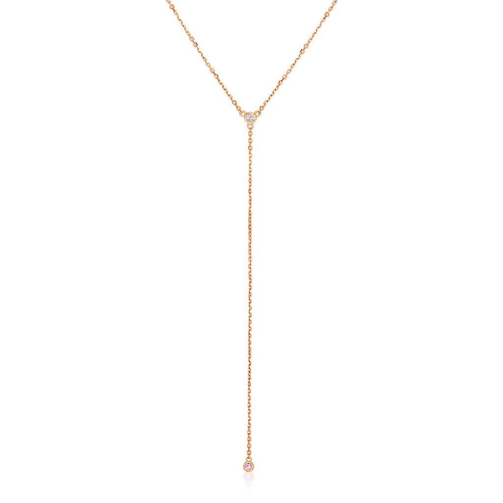 Rose Gold 14k 20 inch Women's Lariat Necklace with Diamonds