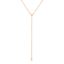 Load image into Gallery viewer, Rose Gold 14k 20 inch Women&#39;s Lariat Necklace with Diamonds