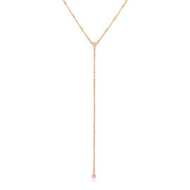Rose Gold 14k 20 inch Women's Lariat Necklace with Diamonds