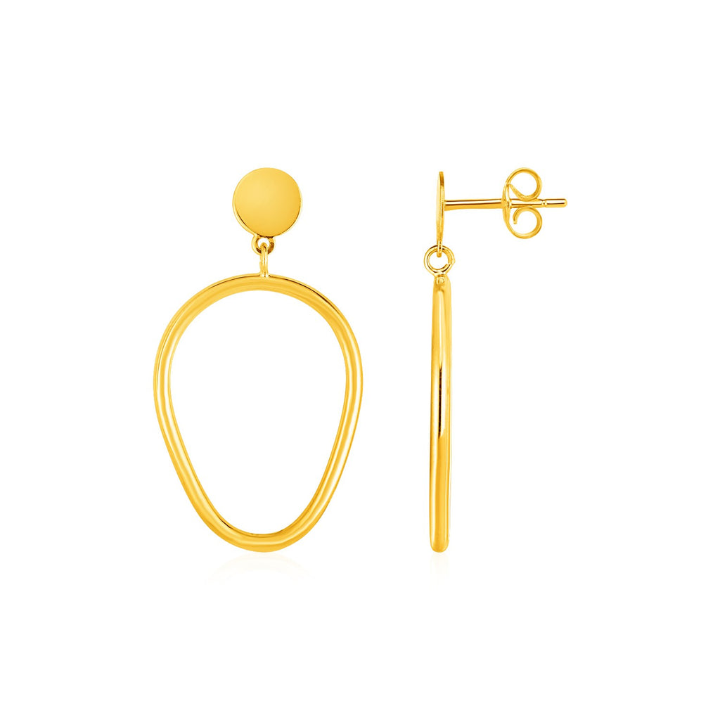 Yellow Gold 14k Shiny Pear Shaped Drop Earrings