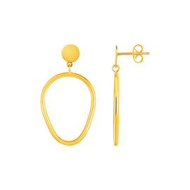 Yellow Gold 14k Shiny Pear Shaped Drop Earrings