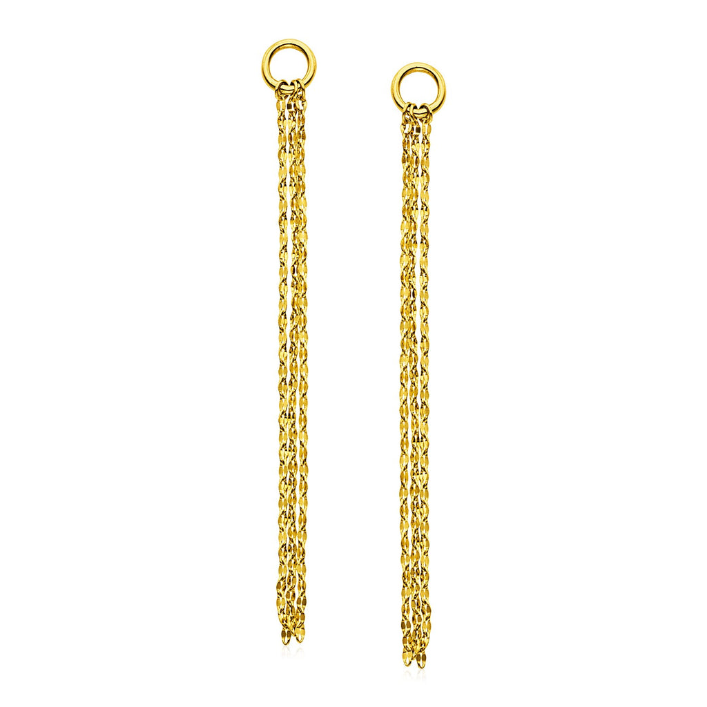 Yellow Gold 14k Post Dangling Earrings with Texture Chain