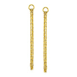 Yellow Gold 14k Post Dangling Earrings with Texture Chain