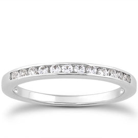 White Gold 14k Channel Set Diamond Wedding Ring Band Set 1/3 Around