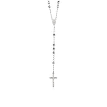 Load image into Gallery viewer, Sterling Silver Rosary Chain and Large Bead Women&#39;s Religious Motif Necklace