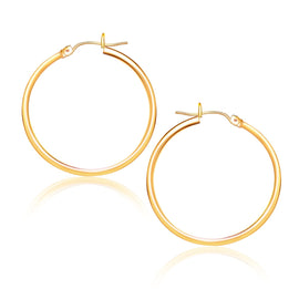 Yellow Gold 10k Polished Hoop Earrings with Snap Lock