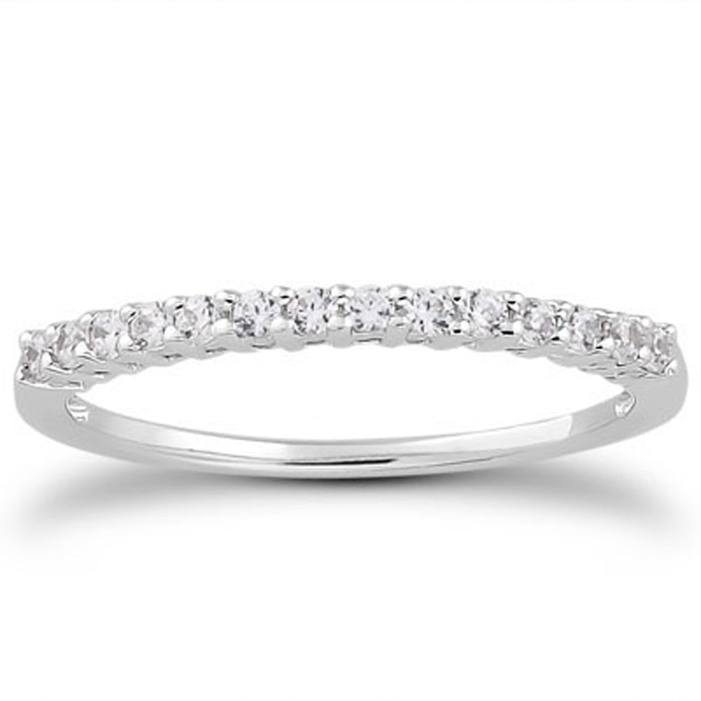 White Gold 14k Shared Prong Diamond Wedding Ring Band with Airline Gallery