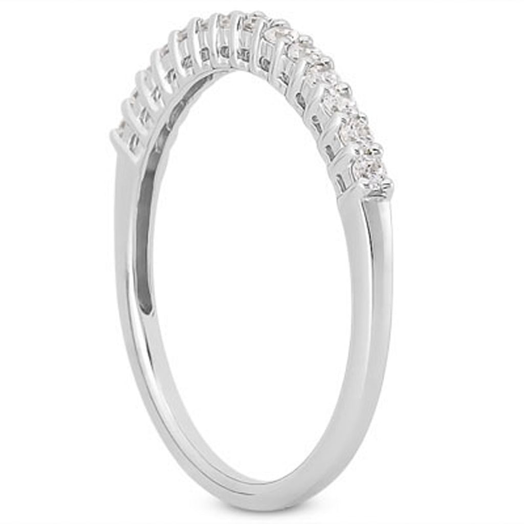 White Gold 14k Shared Prong Diamond Wedding Ring Band with Airline Gallery