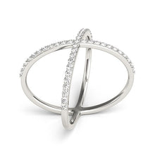 Load image into Gallery viewer, 14k White Gold X Style Thin Ring with Diamonds (1/2 cttw)