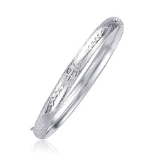 Load image into Gallery viewer, White Gold 14k 5.0mm Classic Floral Carved Bangle
